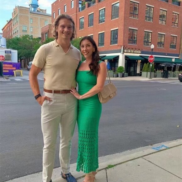 NWT$595 ALEXIS  South Scalloped Lace Knit Midi Dress - Green - Picture 3 of 12